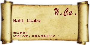 Wahl Csaba névjegykártya
